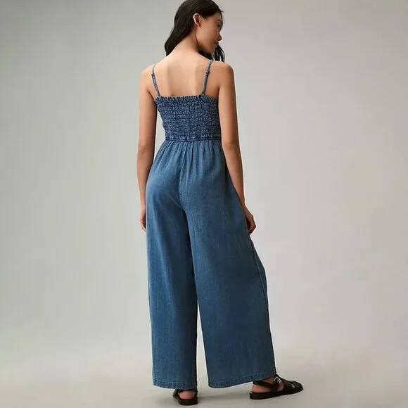 Anthropologie Pilcro Smocked Romper in Indigo - Picture 2 of 4